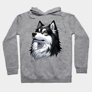 Stunning and Cool Icelandic Sheepdog Monochrome and Gold Portrait for Father's Day Hoodie